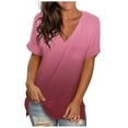 thumbnail image 1 of ALLLIST Womens Tops Clearance Under $5 Red Gradient Short Sleeve Casual V-Neck T-Shirts Blouses for Women Dressy Casual S, 1 of 7