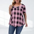 thumbnail image 1 of ALLLIST Womens Tops Pink Plaid Casual Short Sleeve Crew Neck T-Shirts Dress Blouses for Women XXXL, 1 of 9
