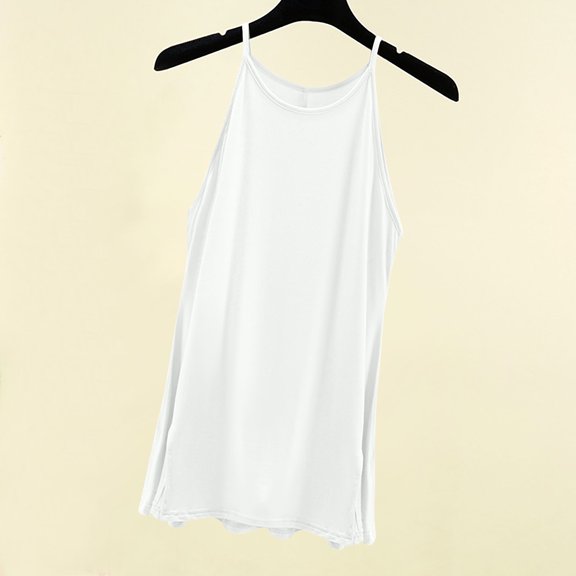 ALLLIST Womens Tops Plus Size White Cami Crew Neck Solid Sleeveless Tank Tops Tank Top for Women M