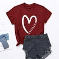 thumbnail image 1 of ALLLIST Womens Tops Red Basic Short Sleeve Crew Neck Heart Casual T-Shirts Blouses L, 1 of 4