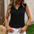 thumbnail image 1 of ALLLIST Womens Tops Summer Black V-Neck Solid Sleeveless Button Ribbed Tank Tops Tank Tops L, 1 of 7