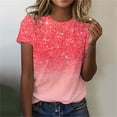 thumbnail image 1 of ALLLIST Womens Tops Summer Short Sleeve Crew Neck T Shirts Classic Fit Gradient Red Blouse for Ladies, 1 of 4