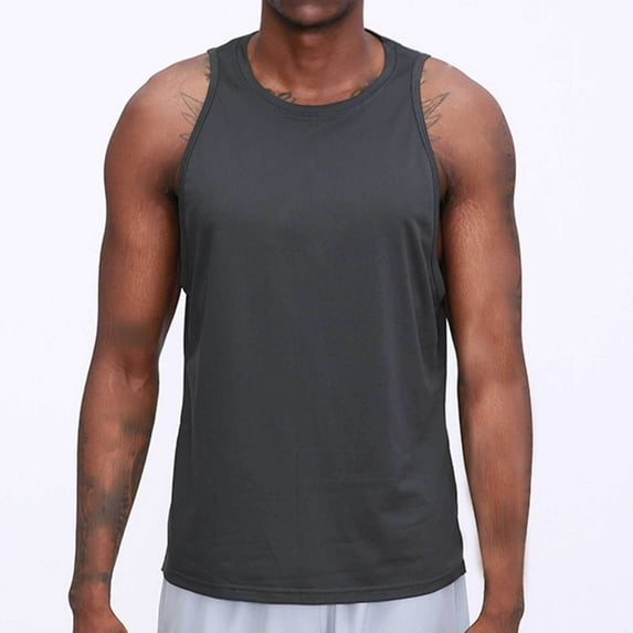 ALLLIST Workout Tank Tops Men Gym Big And Tall Pullover Gray Breathable Plain Stretch Athleisure for Men Size S-3XL