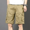 thumbnail image 1 of ALLLIST Yellow Essentials Men's Solid Straight-Leg Short Mid Cotton and Linen with Pockets Workout Button Cargo Reg and Big and Tall Sizes, 1 of 3