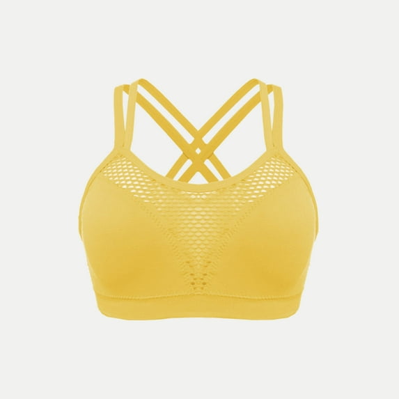 ALLLIST Yoga Underwear for Women High Impact Plus Size Sports Bra Soft Yellow Solid T-Shirt Women's Bras Size 2XL