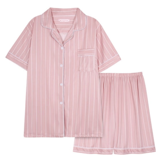 ALLLIST with Pocket Pajamas Ladies Striped Pink Button Down Shirts And Pants Pjs Soft 2 Piece Sleepwear Ladies