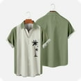 thumbnail image 1 of ALLLIST with Pockets Men Shirts Short Sleeve Hawaiian Button Down Shirts Casual Collared Green Men's Clothes, 1 of 4