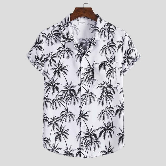 ALLLIST with Pockets Mens Shirts Collared Short Sleeve Big And Tall Button Down Shirts White Casual Hawaiian Men's Clothes