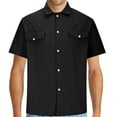 thumbnail image 1 of ALLLIST with Pockets Shirts for Men Short Sleeve Collared Button Down Shirts Plain Black Casual Men's Clothing, 1 of 5