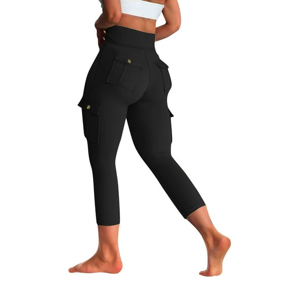 ALLLIST with Pockets Women Sweatpants High Waisted Stretch Cargo Pants Tight Black Solid Butt-Lifting Athletic Pants for Women
