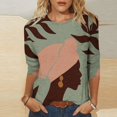 ALLLIST Womens Spring Tops Crew Neck Black History 3/4 Sleeve Printed