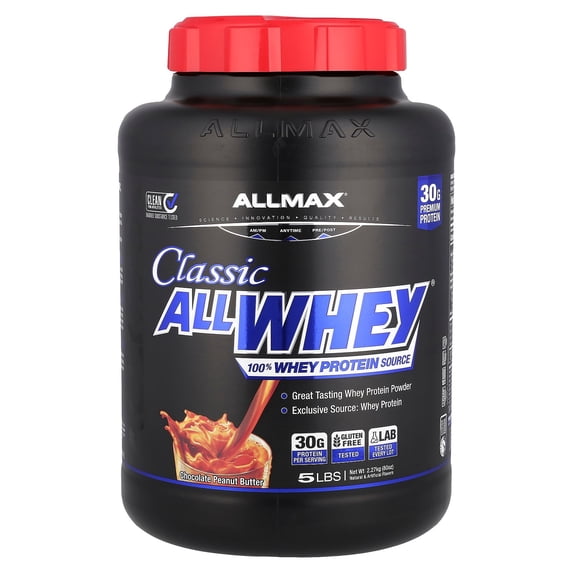 ALLMAX Classic ALLWHEY®, 100% Whey Protein, Chocolate Peanut Butter, 5 lbs (2.27 kg)
