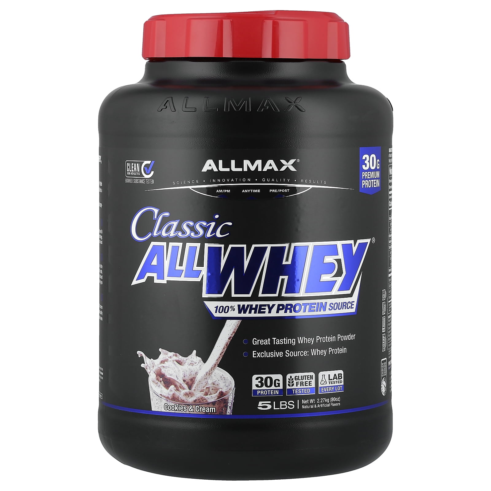 ALLMAX Classic AllWhey, 100% Whey Protein Source, Cookies & Cream, 5 lbs. (2.27 kg)