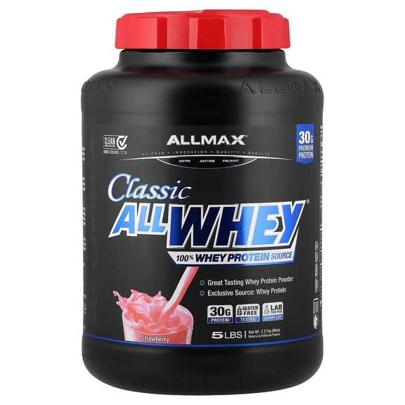 ALLMAX CLASSIC ALLWHEY, 100% Whey Protein Source, Strawberry, 5 lbs (2.27 kg)