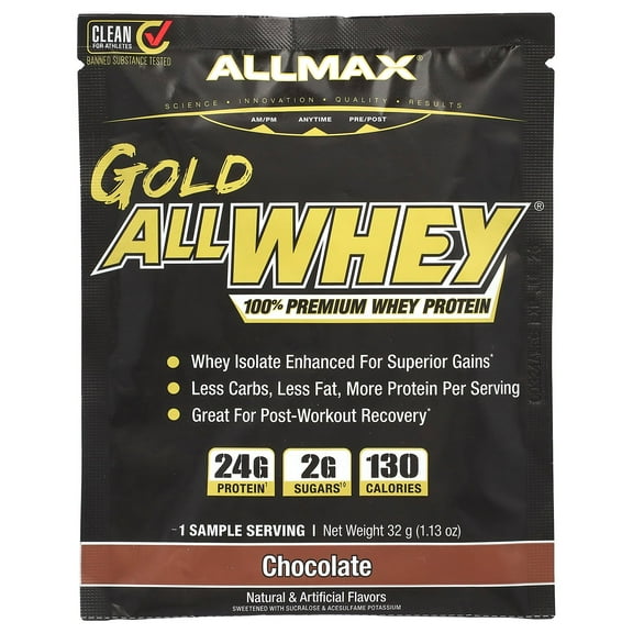 ALLMAX GOLD ALLWHEY, 100% Premium Whey Protein, Chocolate, 1.13 oz (32 g)