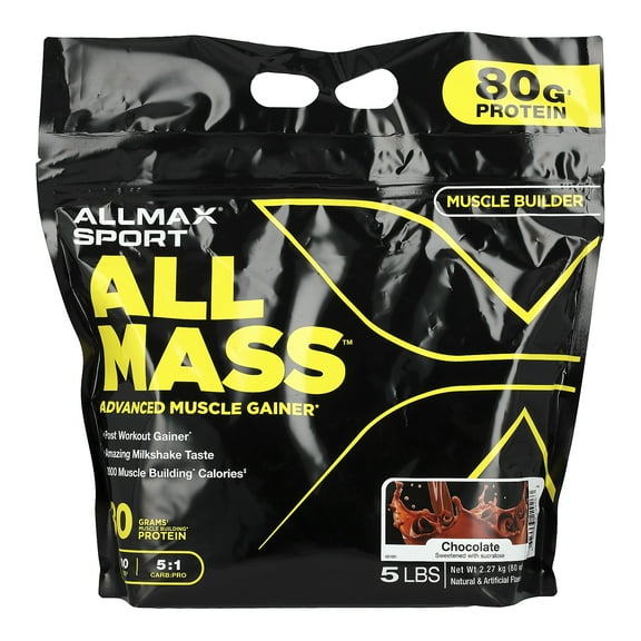 ALLMAX Sport, All Mass, Advanced Muscle Gainer, Chocolate, 5 lbs, 2.27 kg (80 oz)