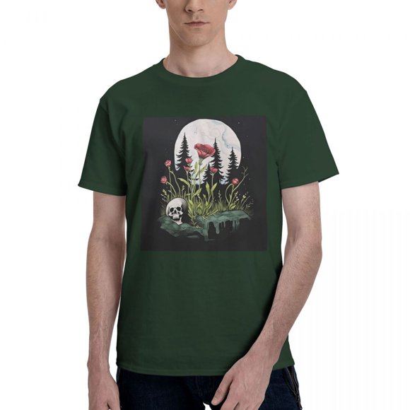 ALLNOB Funny Graphic Men's Short Sleeve Standard T-Shirt 150g Dark Green