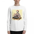 thumbnail image 1 of ALLNOB Men's Long Sleeve Round Neck T-Shirt with Floral Print White, 1 of 6