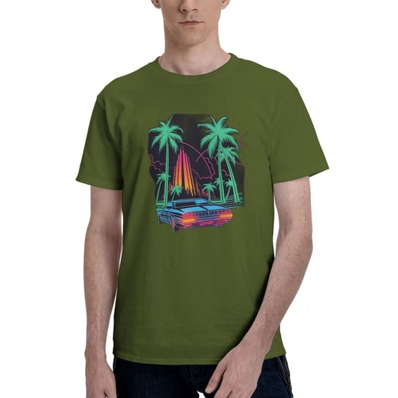 ALLNOB Men's Short Sleeve Standard T-Shirt 150g - Car Design Moss Green