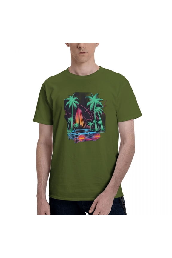 Men's Short Sleeve Standard T-Shirt 150g - Car Design Moss Green