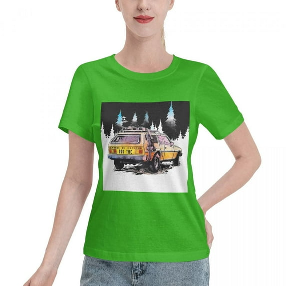 ALLNOB Women's Off-Road Vehicle Standard Short Sleeve T-Shirt 150g Green
