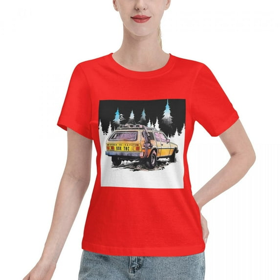 ALLNOB Women's Off-Road Vehicle Standard Short Sleeve T-Shirt 150g Red