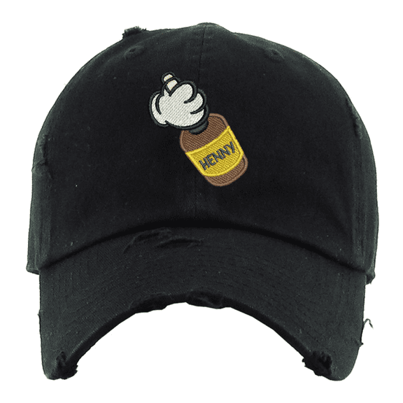 ALLNTRENDS Adult Hat Mickey Hands Henny Vintage Dad Hat Embroidered (Black)