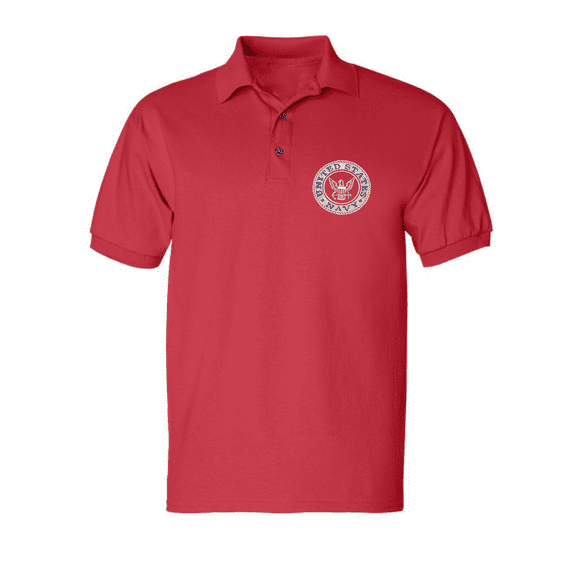 ALLNTRENDS Men's Polo T Shirt US Navy Embroidered Army Top USA American Soldier (L, Red)