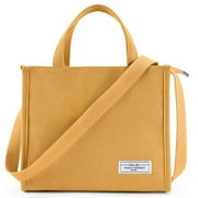 ALLOET Women Casual Tote Bag Large Capacity Corduroy Crossbody Bag Shopping Bag, Orange