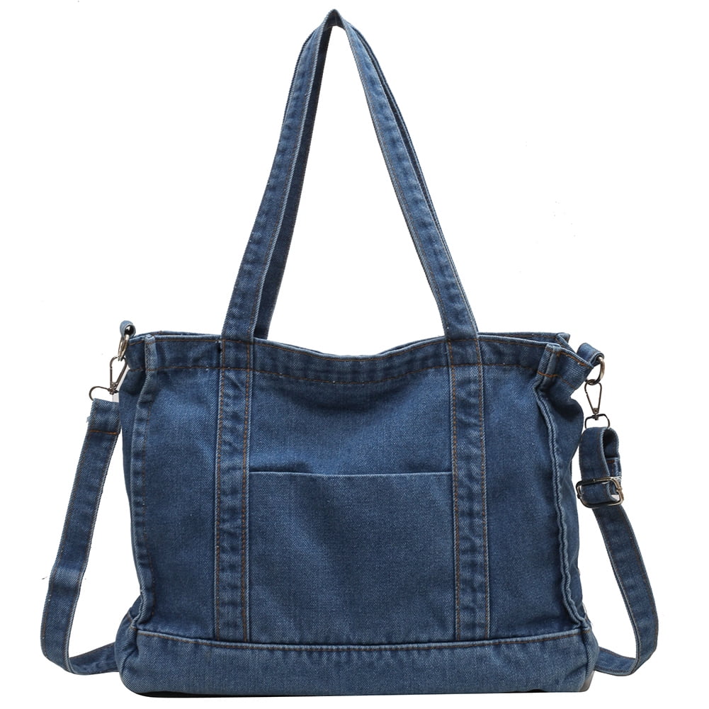 ALLOET Women Denim Shoulder Bag Retro Tote Bag Versatile Work Travel