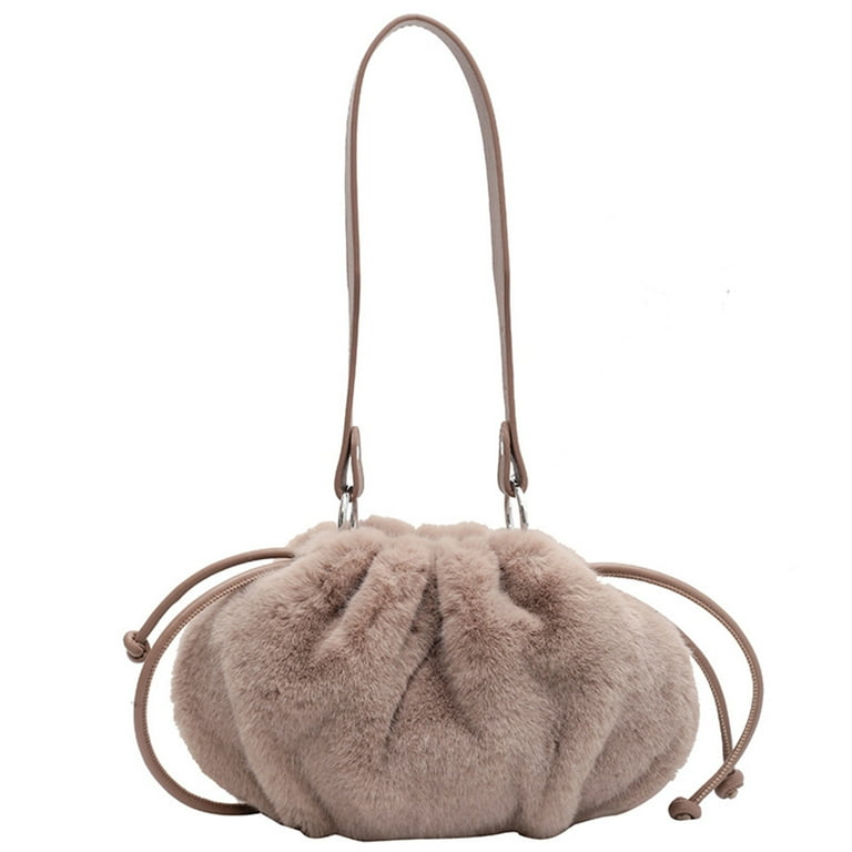 Fur drawstring bag sale