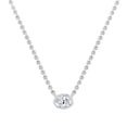 thumbnail image 1 of ALLORYA 0.25 Cttw Oval Lab Grown White Diamond Solitaire Bezel Set Pendant Necklace with 18 inch Silver Chain for Women in 925 Sterling Silver, 1 of 1