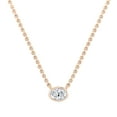 thumbnail image 1 of ALLORYA 0.50 Cttw Oval Lab Grown White Diamond Solitaire Bezel Set Pendant Necklace with 18 inch Gold Chain for Women in 10K Solid Rose Gold, 1 of 1