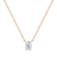 thumbnail image 1 of ALLORYA 0.50 Cttw Oval Lab Grown White Diamond Solitaire Pendant Necklace with 18 inch Gold Chain for Women in 18K Solid Rose Gold, 1 of 1