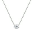thumbnail image 1 of ALLORYA IGI Certified 0.75 Cttw Oval Lab Grown White Diamond Solitaire Bezel Set Pendant Necklace with 18 inch Silver Chain for Women in 925 Sterling Silver, 1 of 1
