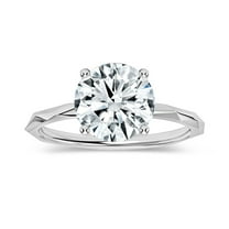 ALLORYA IGI Certified 2.00 Carat Solitaire Round Lab Grown White Diamond Textured Shank Engagement Ring for Women in 925 Sterling Silver, Size 9