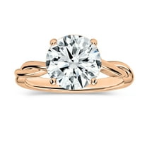 ALLORYA IGI Certified 2.50 Carat Round Lab Grown White Diamond Solitaire Intertwined Strands Engagement Ring for Women in 14K Solid Rose Gold, Size 7.5