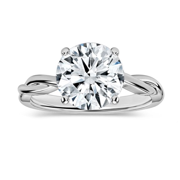 ALLORYA IGI Certified 2.50 Carat Round Lab Grown White Diamond Solitaire Intertwined Strands Engagement Ring for Women in 925 Sterling Silver, Size 6.5