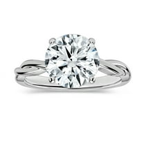 ALLORYA IGI Certified 2.50 Carat Round Lab Grown White Diamond Solitaire Intertwined Strands Engagement Ring for Women in 925 Sterling Silver, Size 5