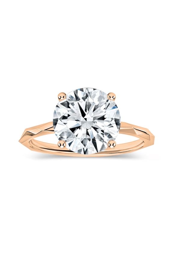 IGI Certified 2.50 Carat Solitaire Round Lab Grown White Diamond Textured Shank Engagement Ring for Women in 18K Solid Rose Gold, Size 7