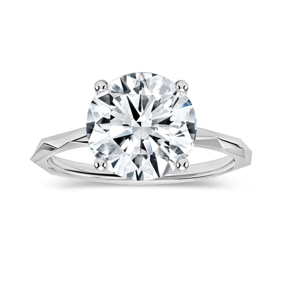 ALLORYA IGI Certified 2.50 Carat Solitaire Round Lab Grown White Diamond Textured Shank Engagement Ring for Women in 18K Solid White Gold, Size 6.5
