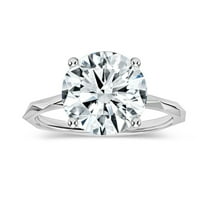 ALLORYA IGI Certified 3.00 Carat Solitaire Round Lab Grown White Diamond Textured Shank Engagement Ring for Women in 14K Solid White Gold, Size 5.5