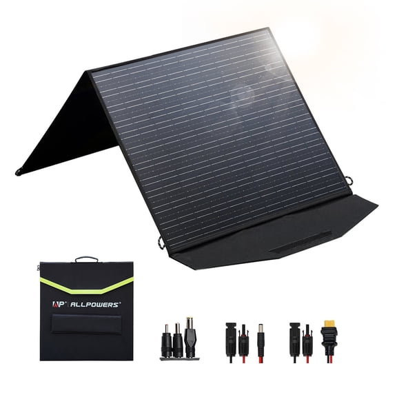 ALLPOWERS 100W Portable Solar Panel for Power Station, Foldable Solar Generator Charger with Adjustable Kickstand, IP66 Waterproof for Camping, RV, Boat, Home, Off Grid, Power Outage