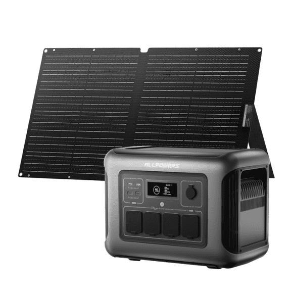 ALLPOWERS R1500 LITE Portable Power Station with 100W Solar Panels, 1056Wh LiFePO4 Solar Generator, 1600W AC /100W USB-C Output, Fast Charging for Camping, Travel, Emergency Backup