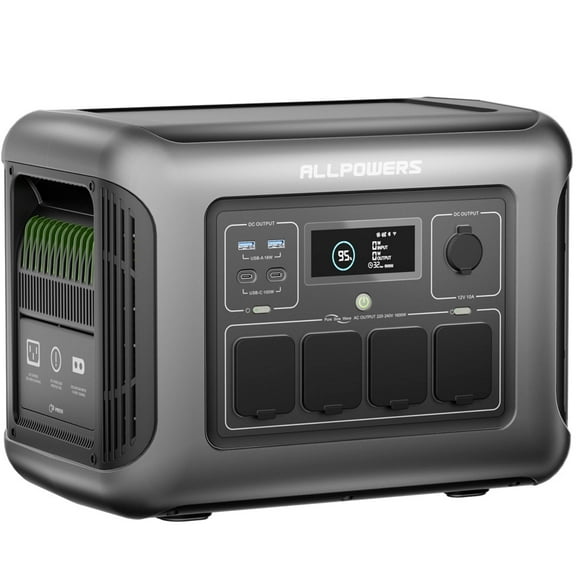 ALLPOWERS R1500 LITE Portable Power Station 1600W, 1056Wh LiFePO4 Battery Solar Generator with 35dB Ultra-Quiet Operation, 1Hr Fast Charge, 15ms UPS for Home Backup, Indoor CPAP, Camping & RV