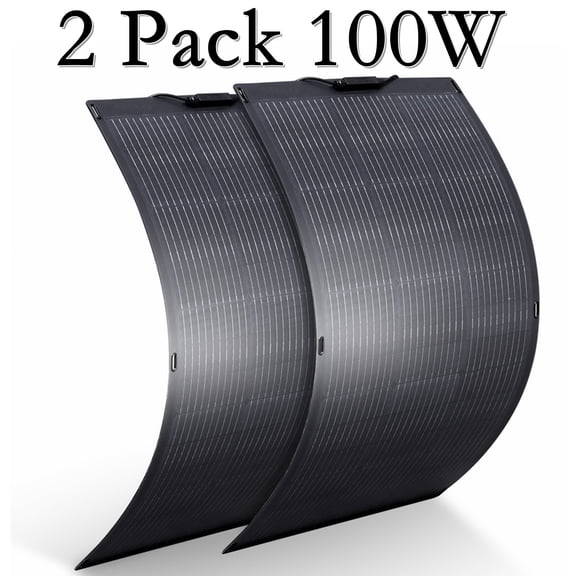 ALLPOWERS 2 Pack 100 Watt Solar Panel, Flexible, Monocrystalline, IP68 Waterproof, Portable Solar Panel Charger for Camping, RV, Boat, Motorhomes, Home Backup, Generator, Power Station