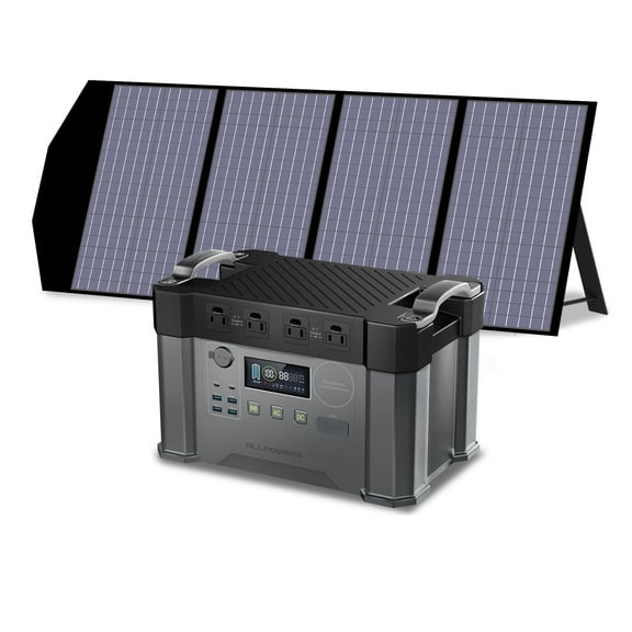 ALLPOWERS S2000PRO 2400W Solar Generator Kit with 140W Foldable Solar Panel, 1451Wh Portable Power Station with MPPT Fast Solar Charging for Home Backup, Camping, RV, Off-Grid
