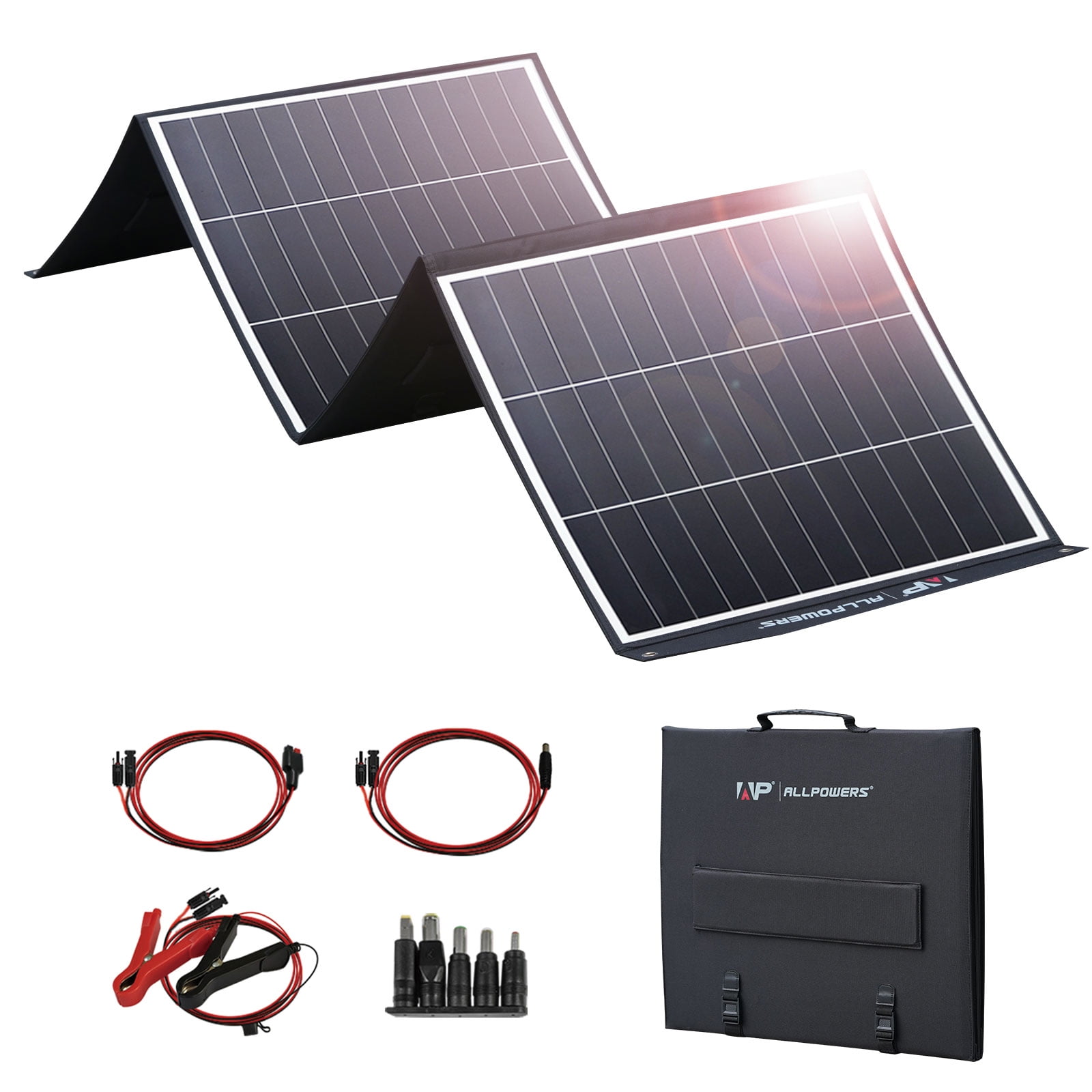 ALLPOWERS 200W Foldable Solar Panel Kit for Camping, with MC-4 Output and  Adjustable Kickstand, Monocrystalline Solar Charger for Power