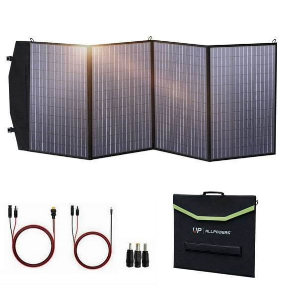 ALLPOWERS 200W Portable Solar Panel for Power Station, Folding Solar Generator Charger with Adjustable Kickstand, IP66 Waterproof for Camping, RV, Boat, Home, Off Grid, Power Outage