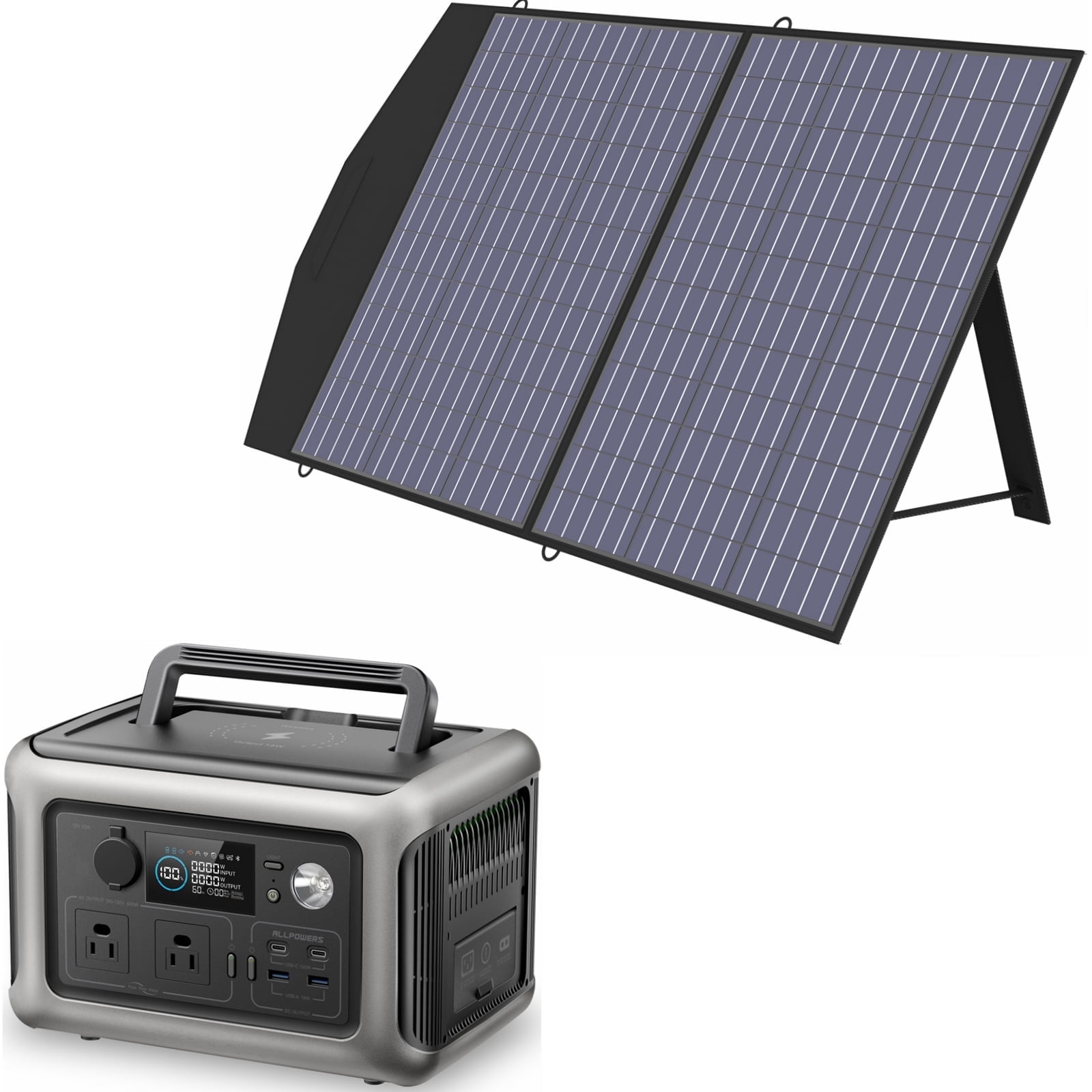 ALLPOWERS 600W Continuous / 1200W Peak Portable Solar Generator with 1 Solar Panel, 299Wh LiFePO4 Portable Power Station, Solar Battery Charger for Camping, Home Backup [Shipping Separately]